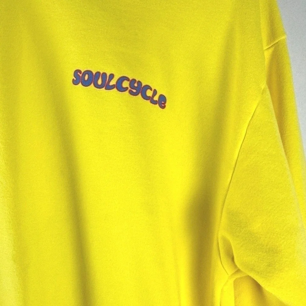 SoulCycle Graphic Sweatshirt Medium Yellow 100% Cotton Made in USA Y2K Skater 90